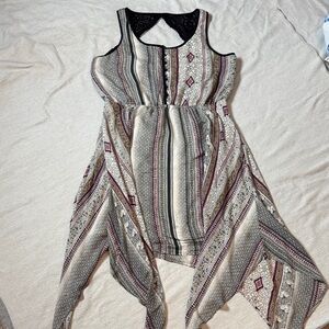 Maurices Asymmetrical Dress with Black and Burgundy Accents